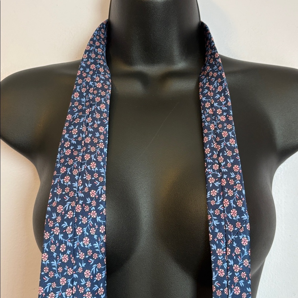 Burma Bibas Made in Italy Silk Blue Pink Floral Necktie Tie - Picture 11 of 13